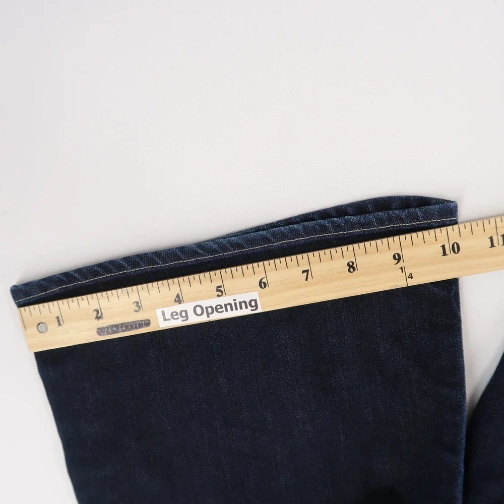 Paige Hidden Hills Jeans Womens 31 Blue Bootcut Mid Rise Dark Wash Stretch - Picture 9 of 12